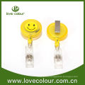 Smile face retractable id badge holder with custom logo